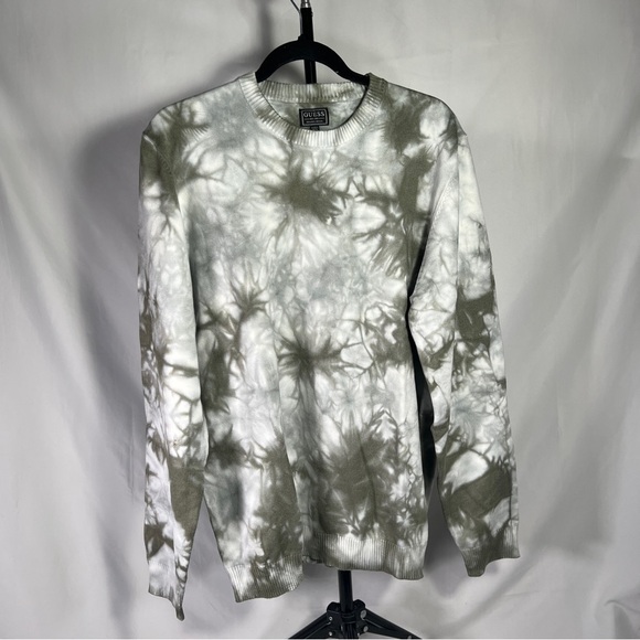 Guess Mens Liam Tie-Dye Sweater Knitted Sweater - Color Olive - Size Large - Picture 1 of 7